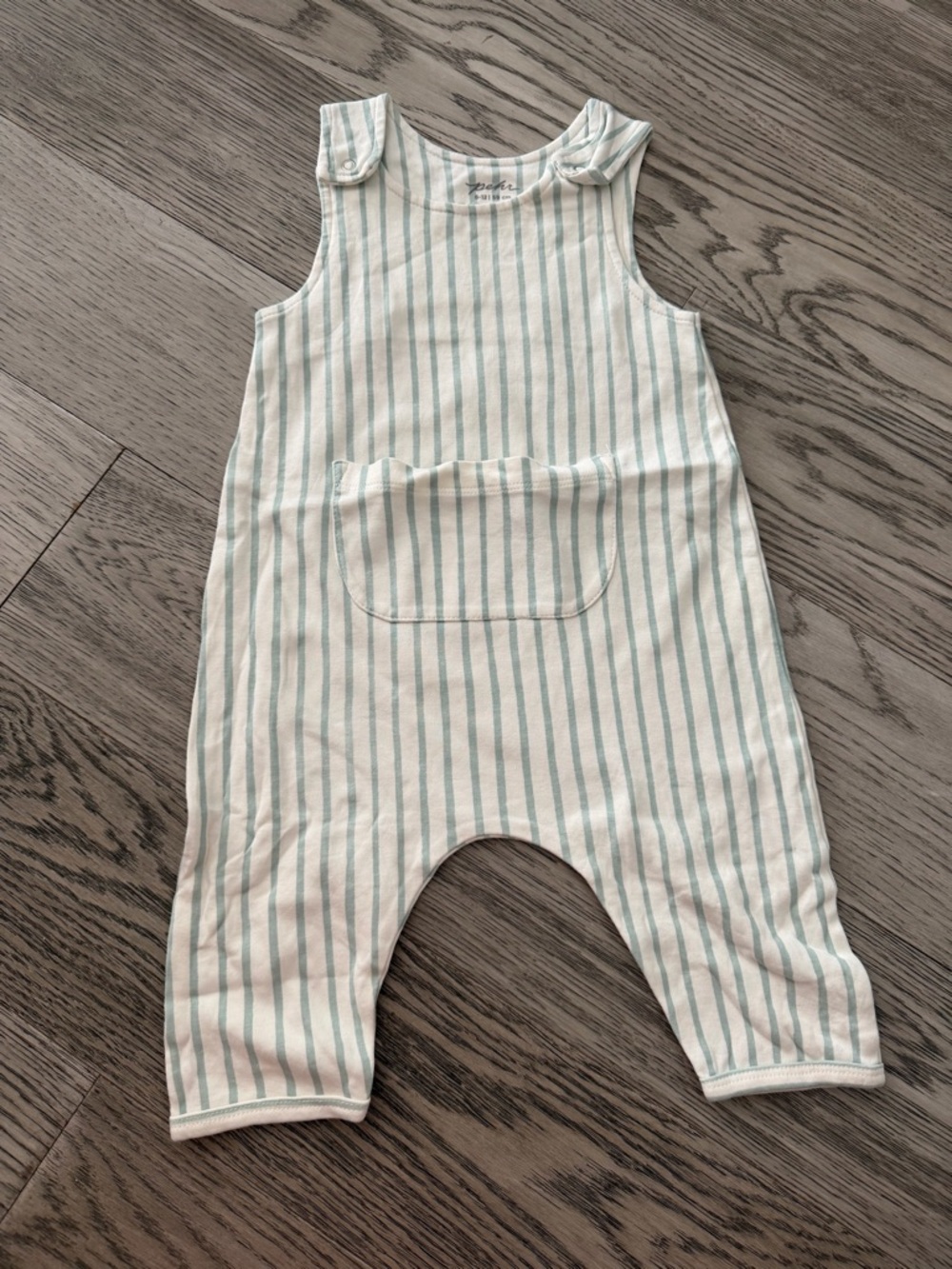 Pehr Striped Cotton Baby Romper in Light Teal